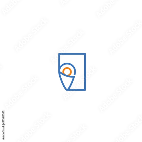 Free Download Paper Pin Logo. Square paper folded combine with pin map. - GFXLoad