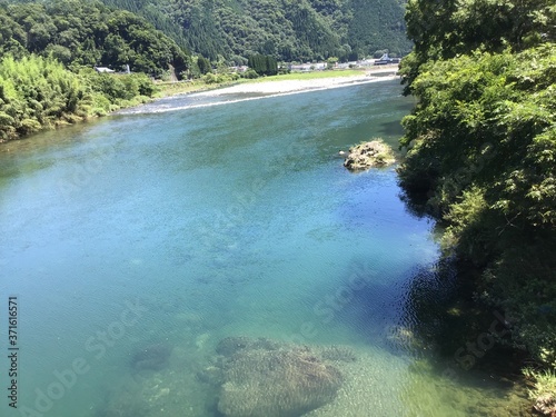 Scenery of Nagara River seen from Inari Bridge in Gujo City