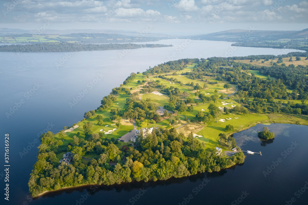 Loch Lomond golf course aerial view Scotland 