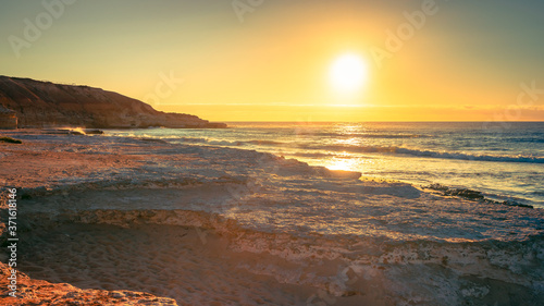 South Port Beach cliffs at sunset, Port Noarlunga, SA