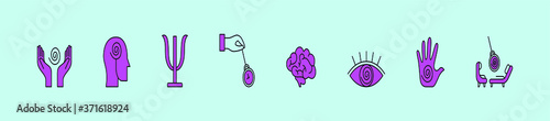 Schizophrenia and Psychology icons set with various models. Isolated vector illustration on blue