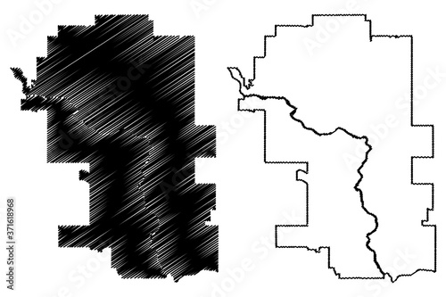 Calgary City (Canada, Alberta Province) map vector illustration, scribble sketch City of Calgary map