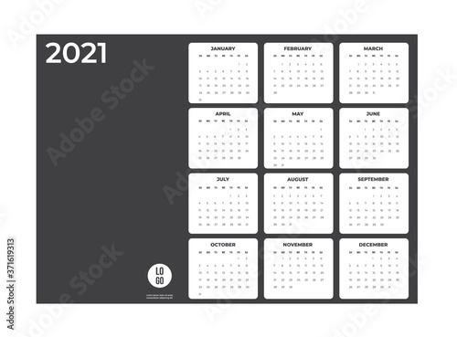 2020 Calendar - illustration. Template. Mock up