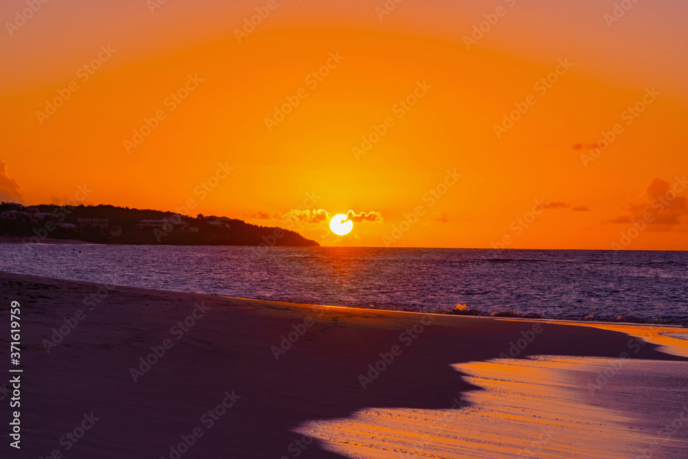 romantic sunset beach on the Caribbean island of Anguilla