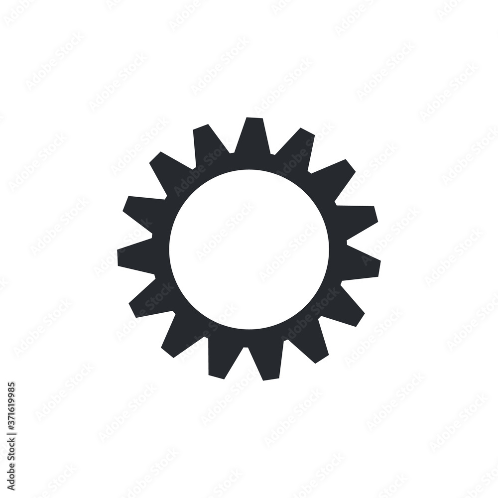 Gear black icon isolated on white background. Separate element for infographic composition or presentation