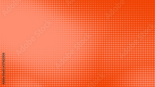 Dots halftone orange color pattern gradient texture with technology digital background. Dots pop art comics with summer background.