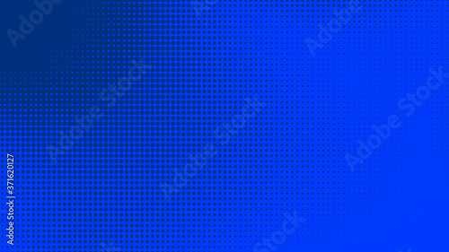 Dots halftone blue color pattern gradient texture with technology digital background. Dots pop art comics style with summer concept design.