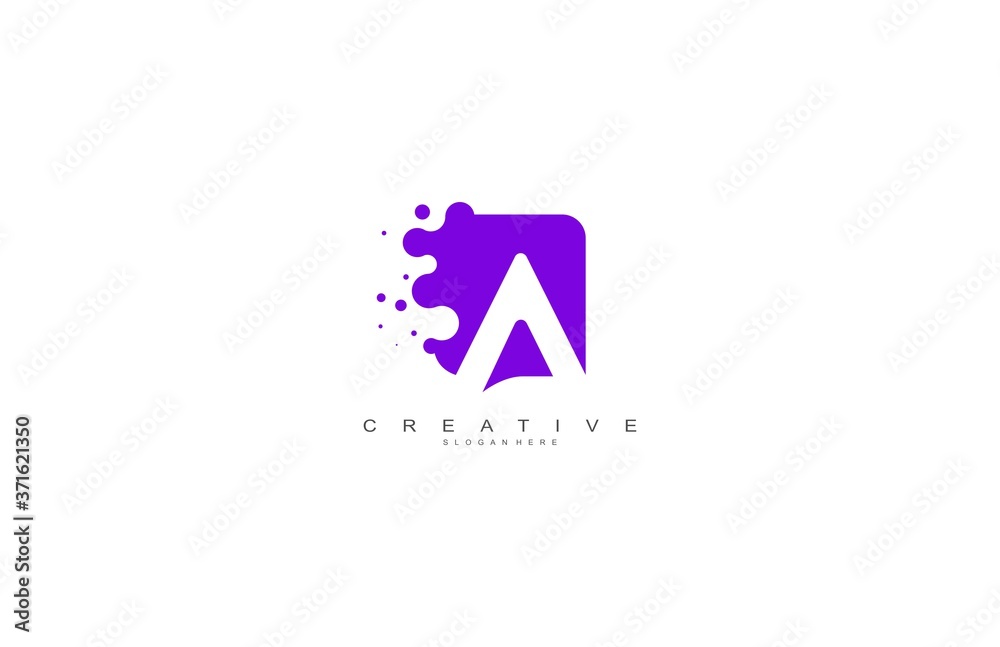 Letter A Logo Design Vector with Abstract Square Shape Dots Letter A Logo Design Vector with Abstract Square Shape Dots