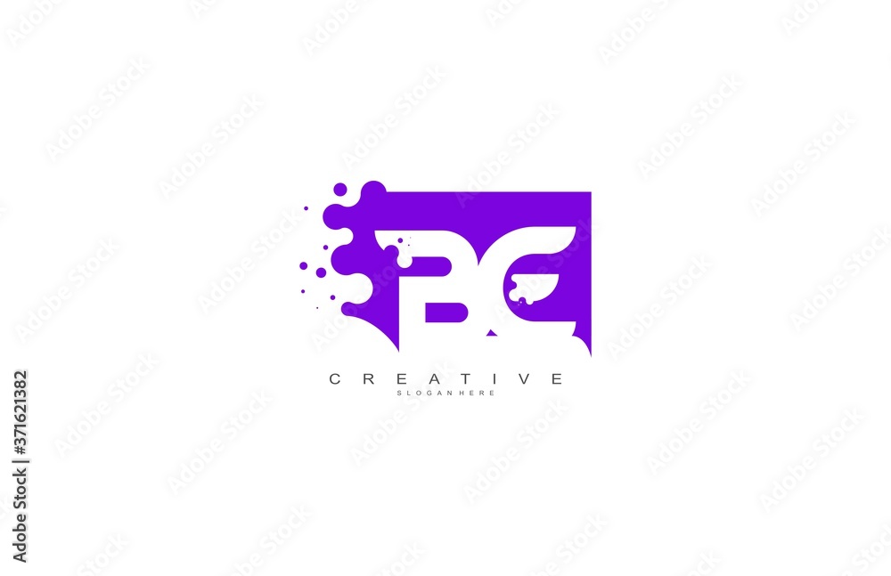 Letter BE Logo Design Vector with Abstract Square Shape Dots