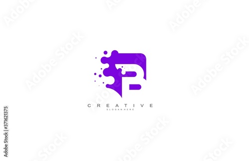 Letter B Logo Design Vector with Abstract Square Shape Dots