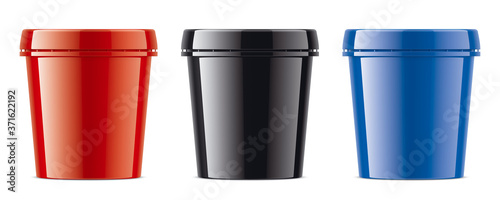 Wallpaper Mural Set of Colored Plastic Cup for Ice Cream. Glossy version.  Torontodigital.ca