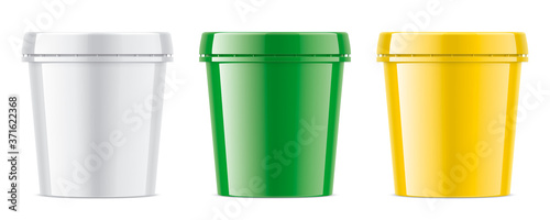 Wallpaper Mural Set of Colored Plastic Cup for Ice Cream. Glossy version.  Torontodigital.ca