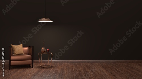 Fototapeta Naklejka Na Ścianę i Meble -  luxury modern dark living room interior, 3d rendering.