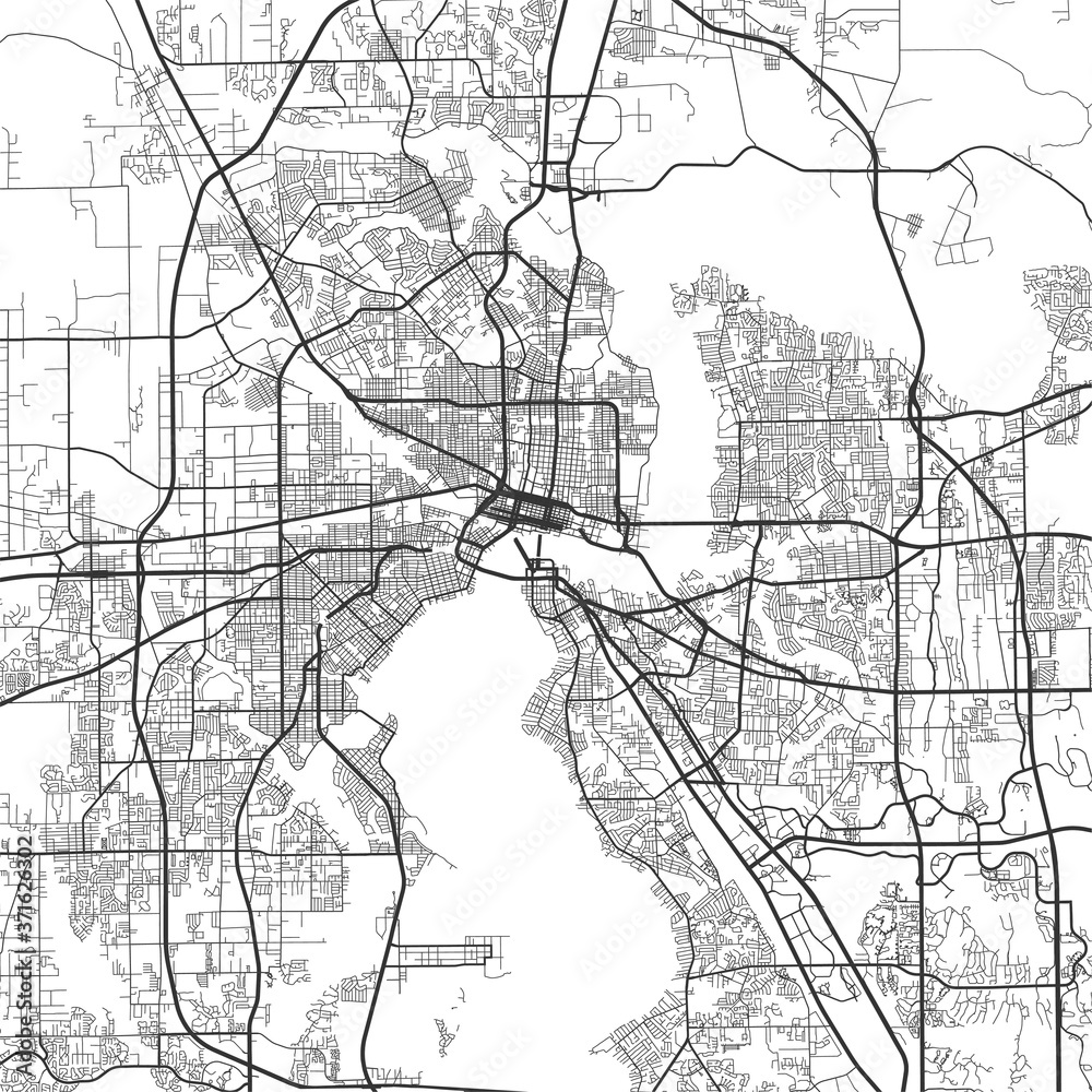 Urban city map of Jacksonville. Vector poster. Grayscale street map.