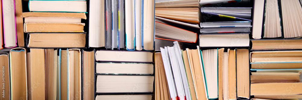 Fototapeta premium many books top view