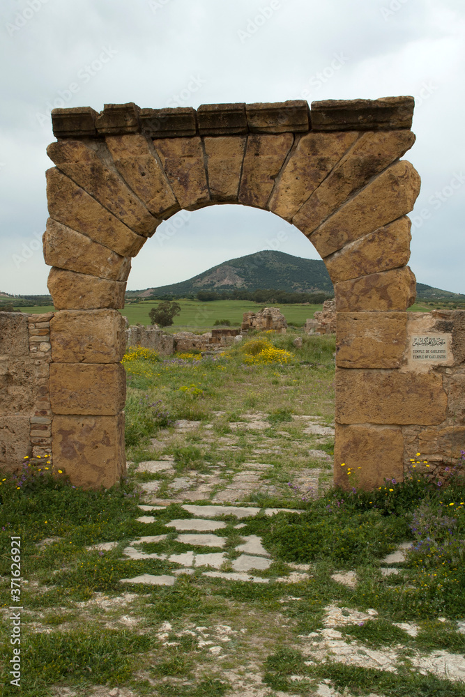 Thuburbo Majus Tunisia, Entrance arch 
Translation: Temple of Caelestis