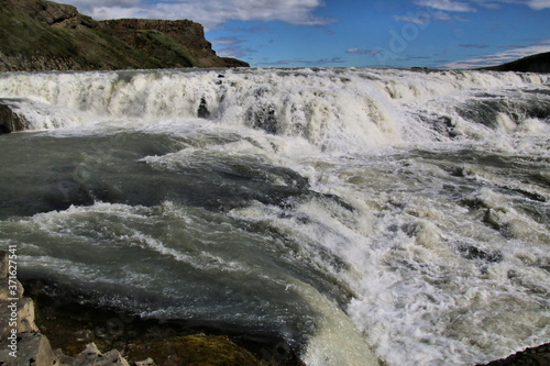A view of the Gulfoss waterfall in Iceland