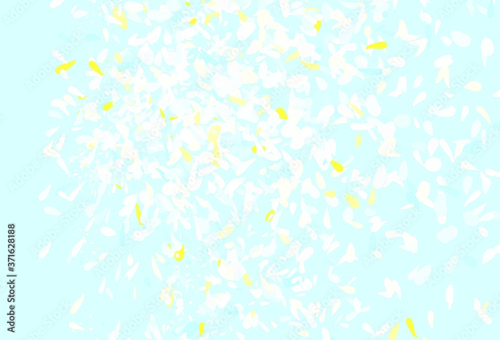 Light Blue, Yellow vector doodle pattern with leaves.