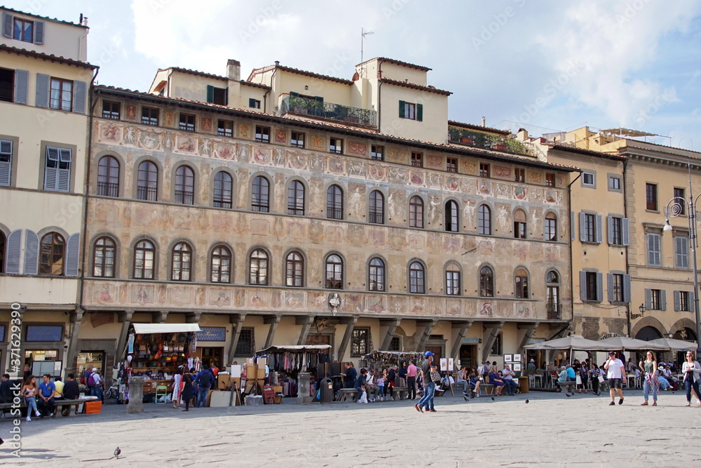 Piazza di Santa Croce on sunny day in Florence. Italy