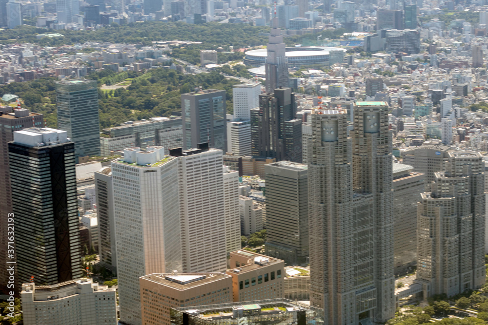 Obraz premium 新宿の高層ビル群を空撮