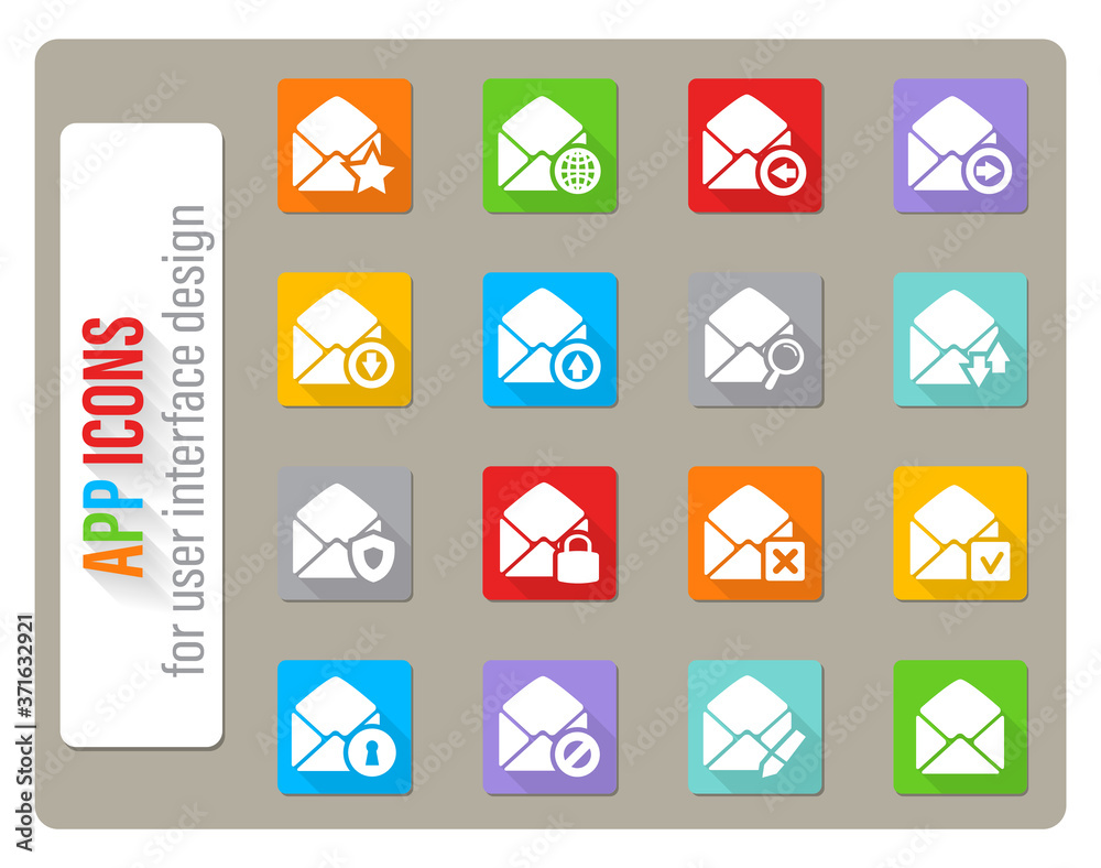 Mail and envelope icons set Mail and envelope icons set