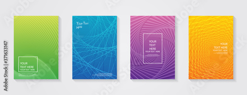 Minimal modern cover design. Dynamic colorful gradients. Future geometric patterns. Blue, pink, yellow, green, orange, purple placard poster template.