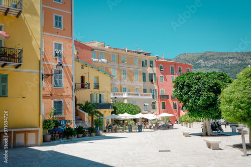 Menton, wonderful city of the cote-d’Azur with its marine and architectures, in a sunny day with blue sky © theblondegirl12