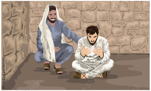 Saul's Conversion, Ananias Prays and Scales Fall From Saul's Eyes, Acts 9 photo