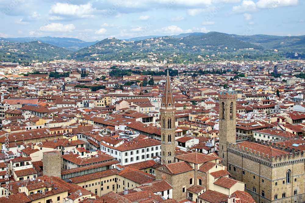 View of Florence and the Arno River from the Tower Palazzo Vecchio