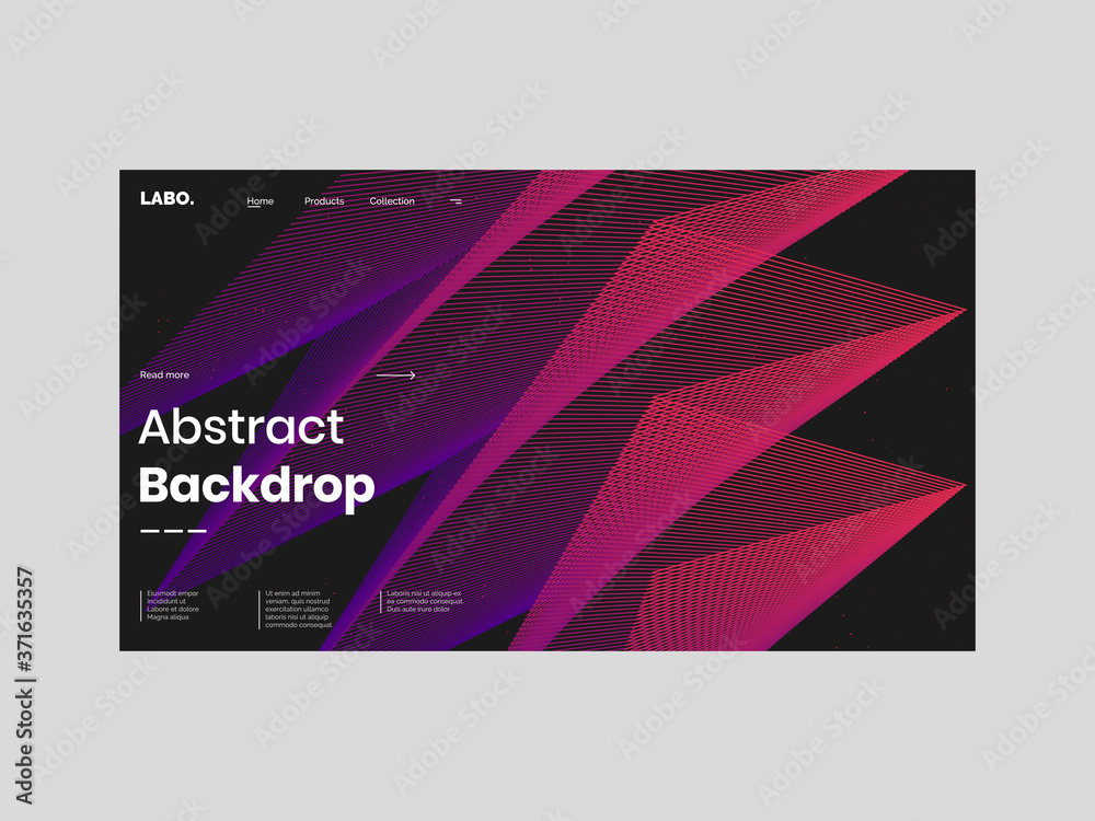 Abstract homepage design. Modern web page template, concept. Colorful outline squares. Eps10 vector. 