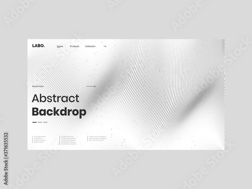 Abstract homepage design. Modern web page design template, concept. Black and white wawy lines. Color name eerie black. Eps10 vector.  photo