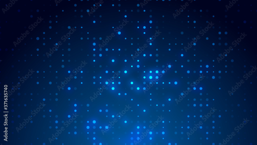 Dot  white blue pattern screen led light gradient texture background. Abstract  technology big data digital background. 3d rendering.