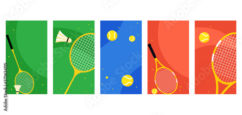 Shuttlecock and rackets for playing badminton. Sports equipment for playing badminton. Concept of sports, recreation, entertainment and competition. Modern style illustration.