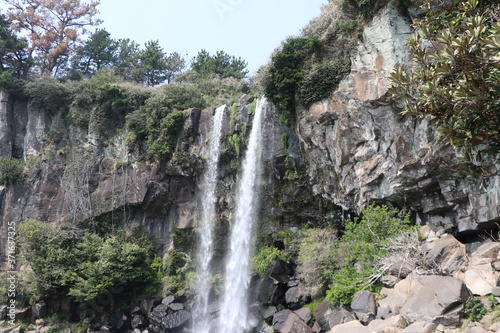 Jeongbang Waterfall on Jeju Island