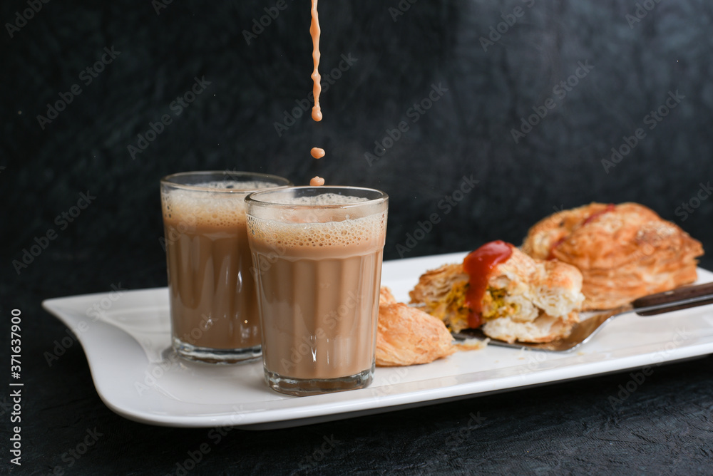 Indian milk tea, Chai and puffs, Kerala Snacks popular hot and spicy ...