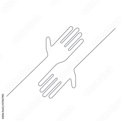 hands giving back   -  continuous line art illustration of mutual help