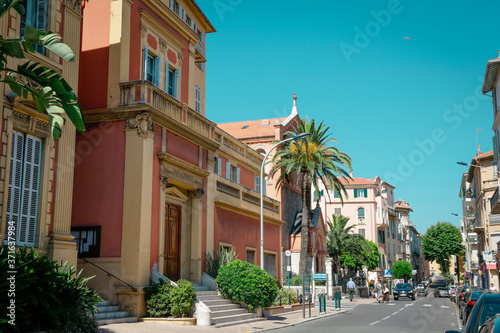 Menton, wonderful city of the cote-d‚ÄôAzur with its marine and architectures, in a sunny day with blue sky photo