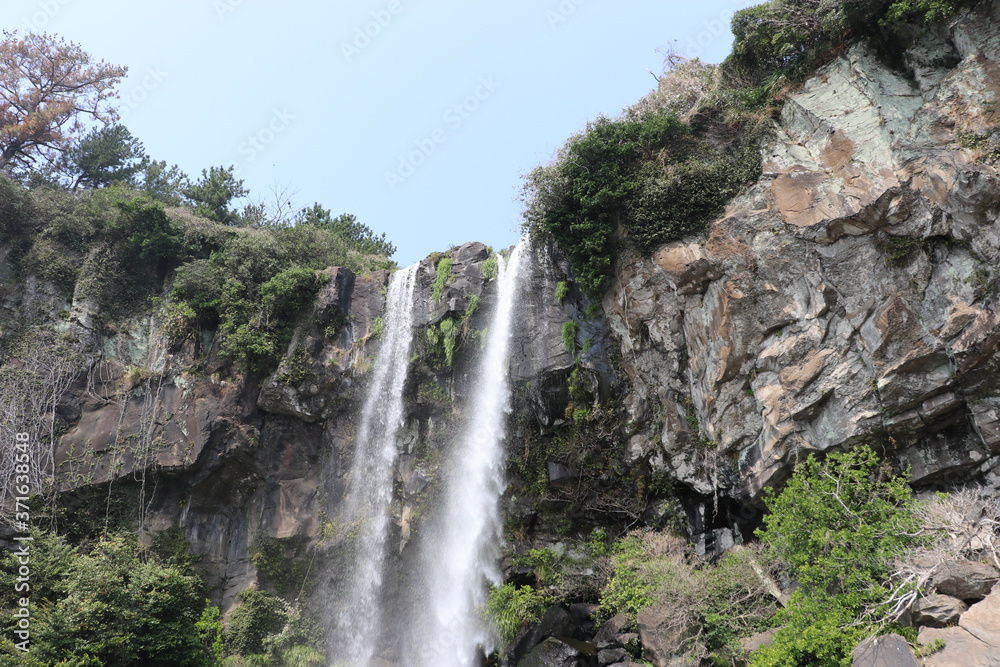 Jeongbang Waterfall on Jeju Island