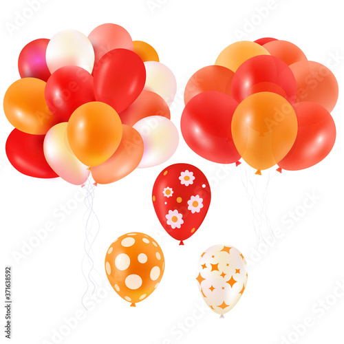 bright orange red balloons art vector party