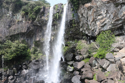 Jeongbang Waterfall on Jeju Island