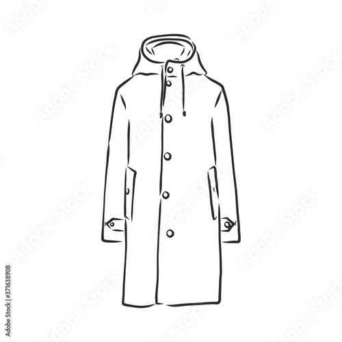 Coat female with long sleeves and pockets. vector. coat, vector sketch illustration