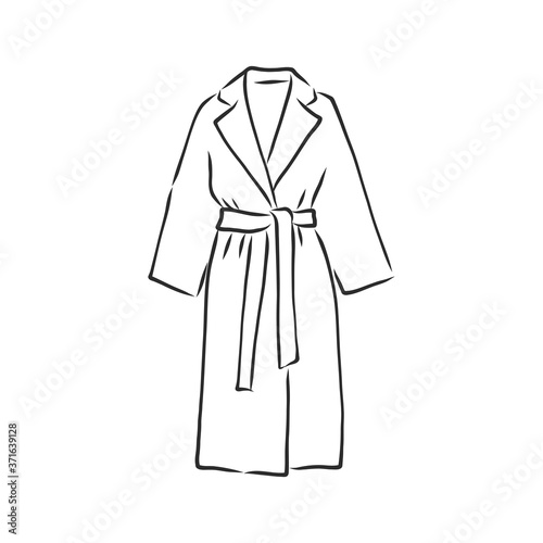 Coat female with long sleeves and pockets. vector. coat, vector sketch illustration