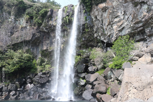 Jeongbang Waterfall on Jeju Island