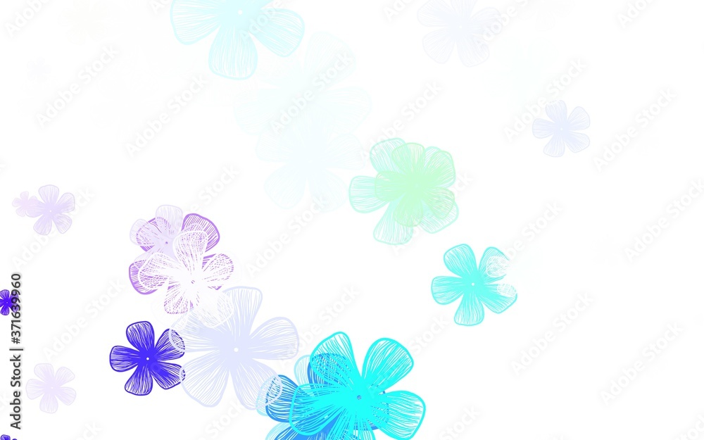 Light Blue, Green vector natural background with flowers.