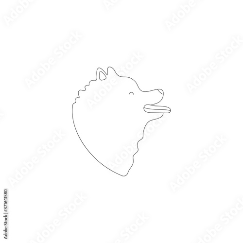 Funny line style icon of pomeranian spitz for different design. Cute family dog for coloring book.