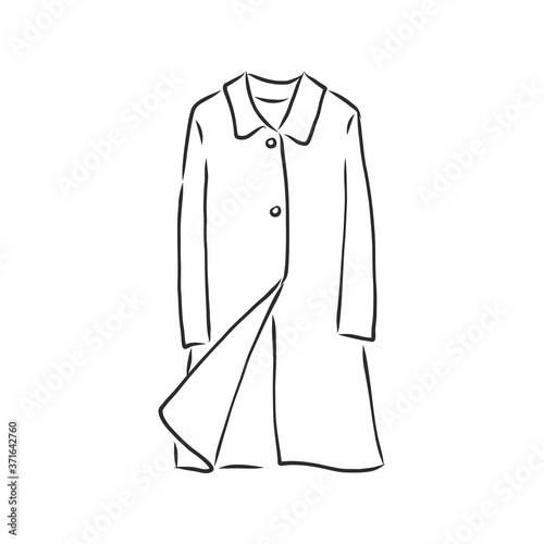 Autumn coat hand drawn vector illustration. Raincoat sketch design element isolated on white background. Fashion fall season clothing. autumn coat, vector sketch illustration