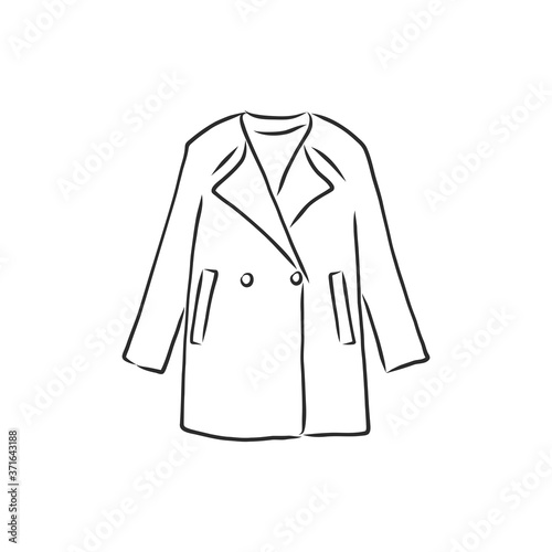 Autumn coat hand drawn vector illustration. Raincoat sketch design element isolated on white background. Fashion fall season clothing. autumn coat, vector sketch illustration
