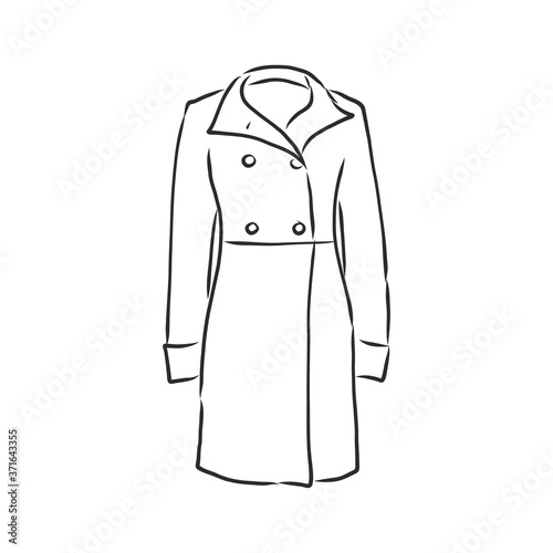 Autumn coat hand drawn vector illustration. Raincoat sketch design element isolated on white background. Fashion fall season clothing. autumn coat, vector sketch illustration