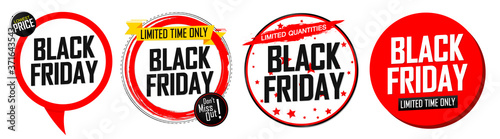 Set Black Friday Sale banners design template, discount tags, final season offers, vector illustration