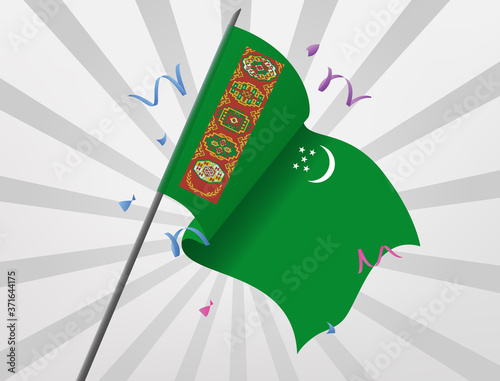 Flag of Turkmenistan celebrations flies at height